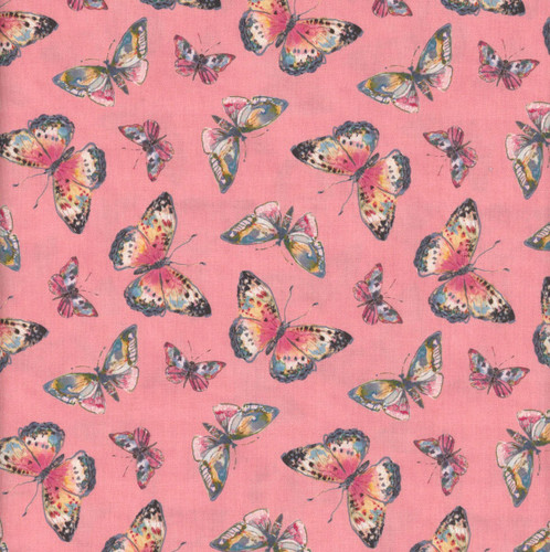 Lumin Fabrics White Owl Nature's Serenade Susan Winget Butterflies Coral Pink