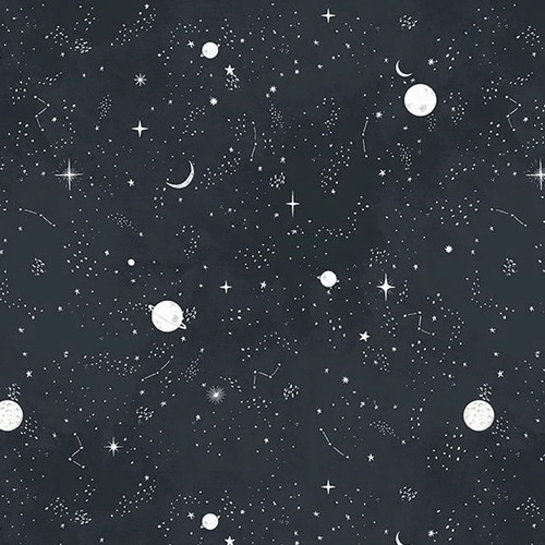 Dear Stella Fabrics Moon Garden Midnight Blue Stargazing