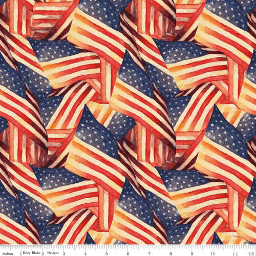 Riley Blake Fabrics American Honor Flags Multi Red White and Blue