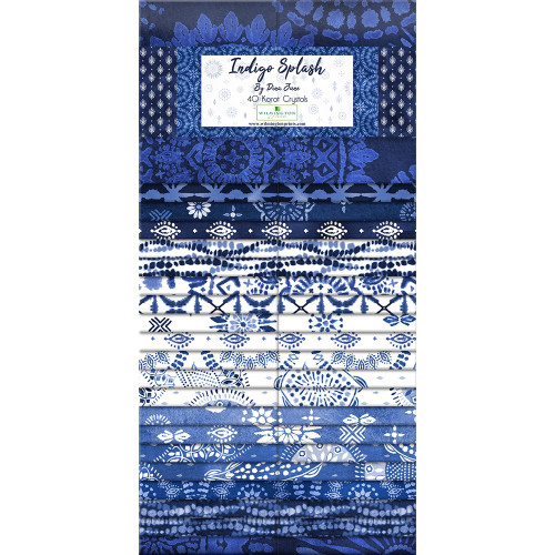 Wilmington Prints Fabrics Indigo Splash Dina June 40 Karat Crystals Fabric Strips
