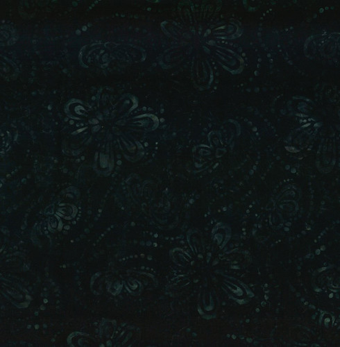 Wilmington Prints Fabrics Prismatic Batiks Floating Flower Blooms Black Grey