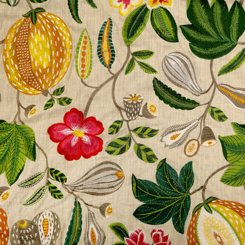 Hamilton Fabrics Rankin Spring Embroidered Exotic Fruits and Flowers