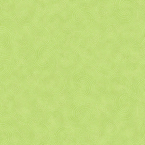Timeless Treasures Fabrics Lime Green Twirl Textured Dotty Spiral, a vibrant lime green fabric featuring an intricate pattern of textured dots and spirals for quilting and crafting.