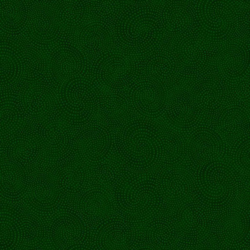 Timeless Treasures Fabrics Hunter Green Twirl Textured Dotty Spiral fabric, green textile with a textured dotty spiral pattern.