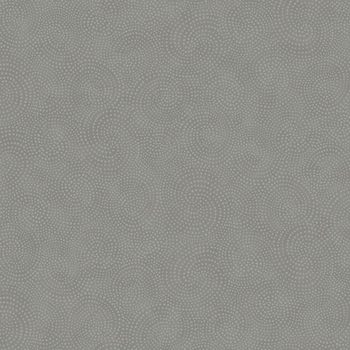 Timeless Treasures Fabrics Grey Twirl Textured Dotty Spiral, close-up of fabric with a grey background featuring a textured pattern of small white spirals and dots.