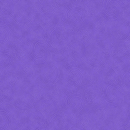 Timeless Treasures Fabrics Lilac Purple Twirl Textured Dotty Spiral, close-up of purple fabric with dotted spiral pattern.