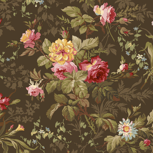 Marcus Fabrics Kathleen's Story Christine Schulte Medium Floral Brown