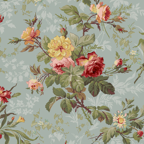 Marcus Fabrics Kathleen's Story Christine Schulte Medium Floral Blue