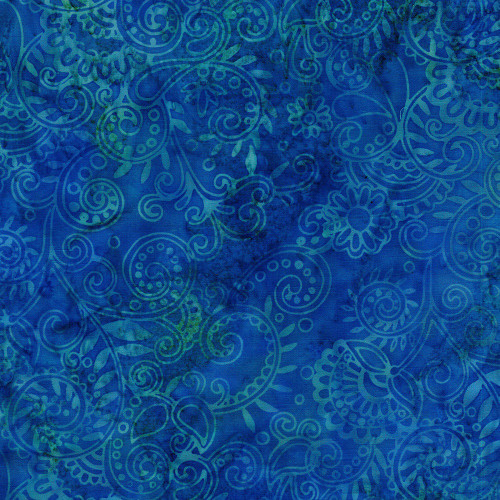 Lumin Fabrics Island Batik Paisley Pop Floral Paisley Blue Bluebird