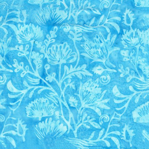 Lumin Fabrics Island Batik Blooom Grove Floral Scene Teal Sea Glass