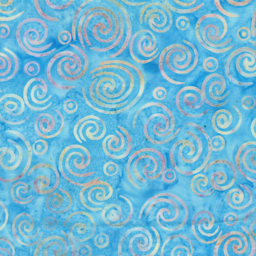 Lumin Fabrics Island Batik Blooom Grove Spiral Teal Pool