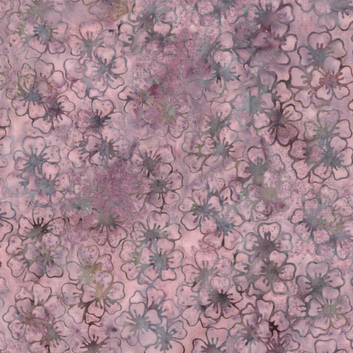 Lumin Fabrics Island Batik Cherry Blossom Large Blossoms Purple Thistle