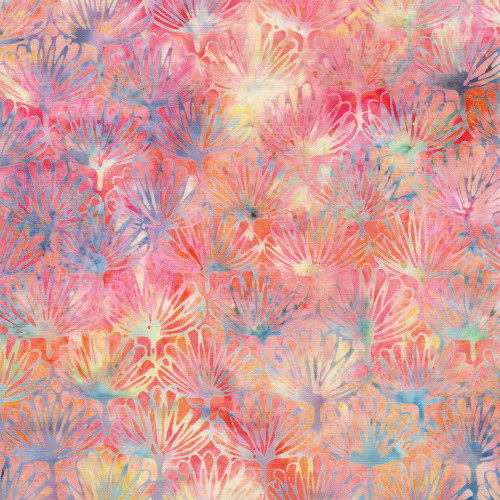 Lumin Fabrics Island Batik Garden Bloom Floral Fan Multi Pink Yellow Blue Moonstone