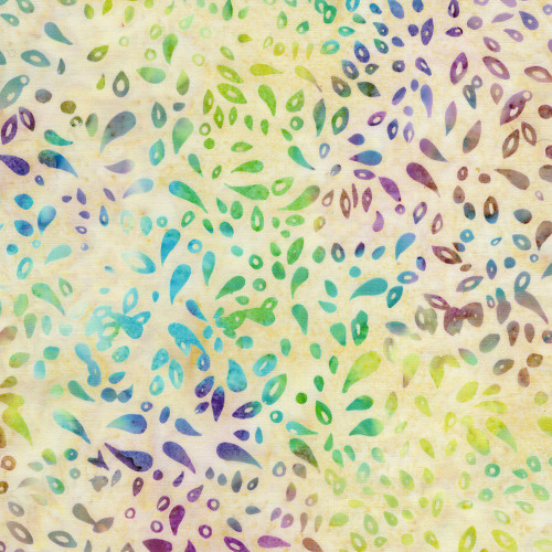 Lumin Fabrics Island Batik Garden Bloom Seeds and Dots Neutral Cream