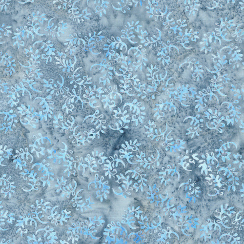 Lumin Fabrics Island Batik Cherry Blossom Vine Swirl Blue Bluebelle