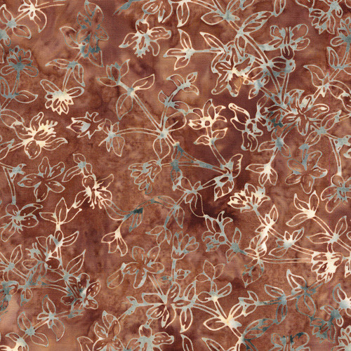 Lumin Fabrics Island Batik Cherry Blossom Floral Vine Brown Java