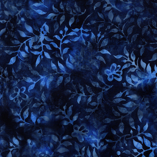 Lumin Fabrics Island Batik Enchanted Flutter Butterfly&Leaves Blue Ocean