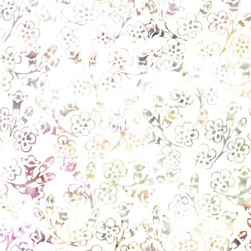 Lumin Fabrics Island Batik Cherry Blossom Tossed Blossoms Neutral Glaze