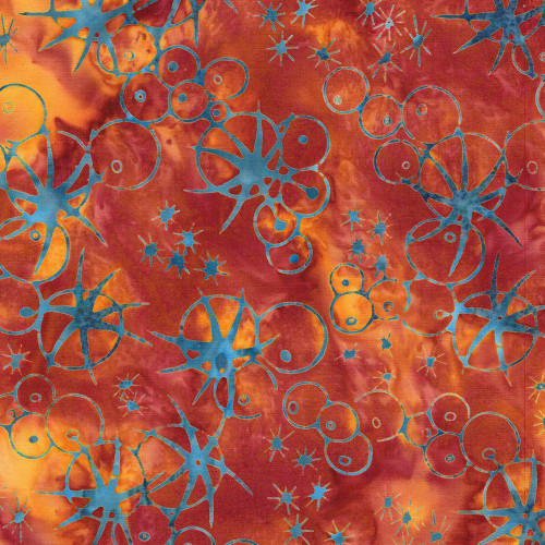 Lumin Fabrics Island Batik Starry Seas Sea Urchins Orange Vermillion