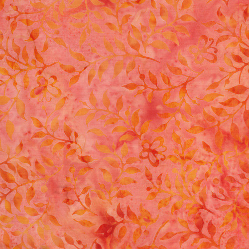 Lumin Fabrics Island Batik Butterfly Ballet Butterfly&Leaves Orange Tangerine