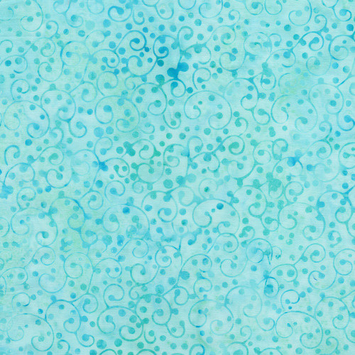 Lumin Fabrics Island Batik Paisley Pop Dot Swirl Teal Aqua