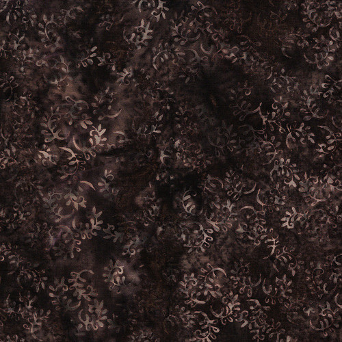 Lumin Fabrics Island Batik Cherry Blossom Vine Swirl Brown Chestnut