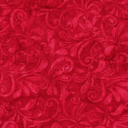 Lumin Fabrics Island Batik Paisley Parade Large Paisley Swirl Red Candy