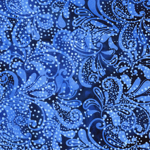 Lumin Fabrics Island Batik Paisley Parade Large Paisley Swirl Blue Ocean