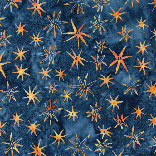 Lumin Fabrics Island Batik Starry Seas Sea Stars Multi Blue Orange