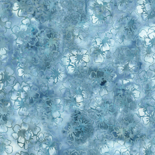 Lumin Fabrics Island Batik Cherry Blossom Large Blossoms Blue Bluebelle
