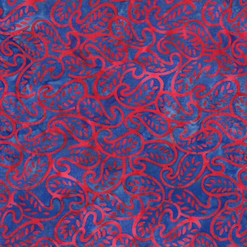 Lumin Fabrics Island Batik Paisley Parade Mini Leaf Paisley Multi Red Blue