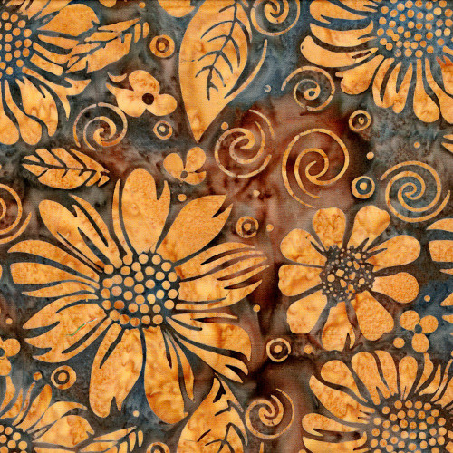 Lumin Fabrics Island Batik Blooom Grove Large Floral Brown Coffee