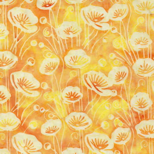 Lumin Fabrics Island Batik Hello Sunshine Poppies Rule Yellow Honey