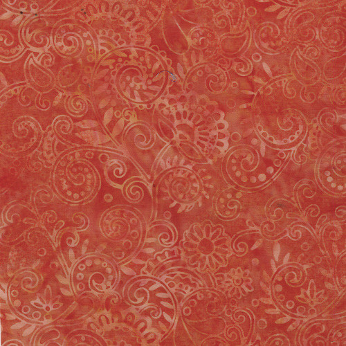Lumin Fabrics Island Batik Paisley Pop Floral Paisley Orange Tiger