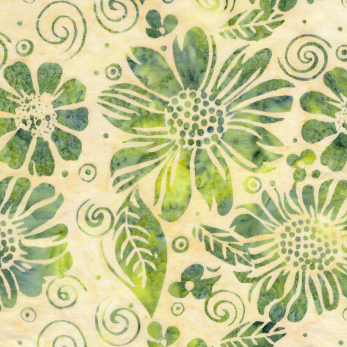 Lumin Fabrics Island Batik Garden Bloom Large Floral Neutral Cream