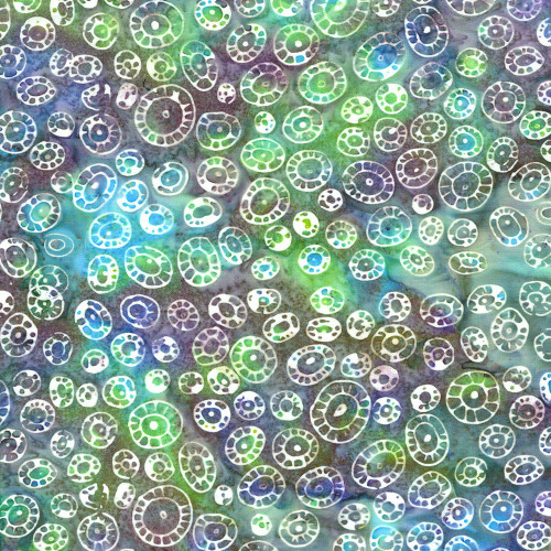 Lumin Fabrics Island Batik Under the Sea Amoebic Shapes Multi Green Purple Mardi Gras