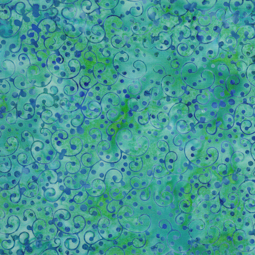 Lumin Fabrics Island Batik Paisley Pop Dot Swirl Multi Blue Green Marbles