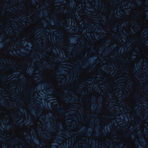 Lumin Fabrics Island Batik Radiant Wings Dragonfly Leaves Blue Storm
