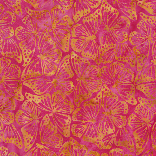 Lumin Fabrics Island Batik Butterfly Ballet Monnarch Pink Raspberry