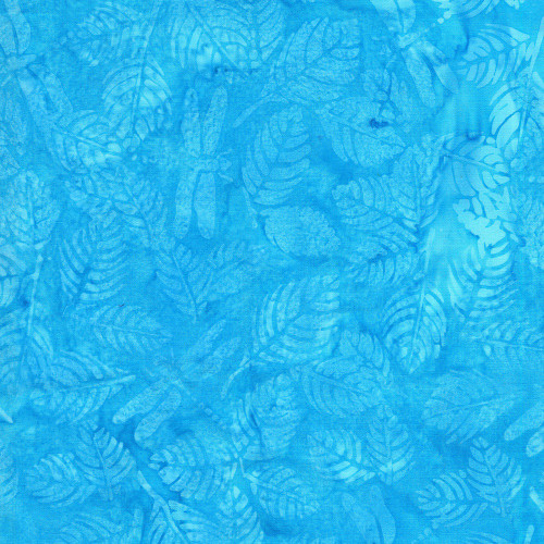 Lumin Fabrics Island Batik Enchanted Flutter Dragonfly Leaves Teal Surf