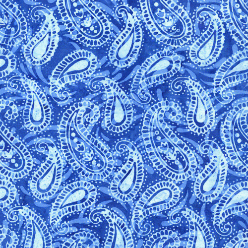 Lumin Fabrics Island Batik Paisley Parade Paisley Blue Cornflower