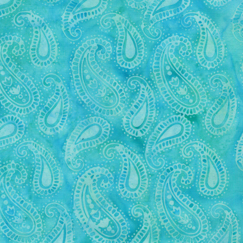Lumin Fabrics Island Batik Paisley Pop Paisley Teal Aqua
