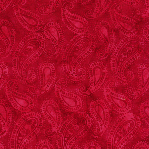 Lumin Fabrics Island Batik Paisley Parade Paisley Red Candy