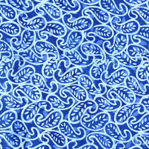 Lumin Fabrics Island Batik Paisley Parade Mini Leaf Paisley Blue Cornflower