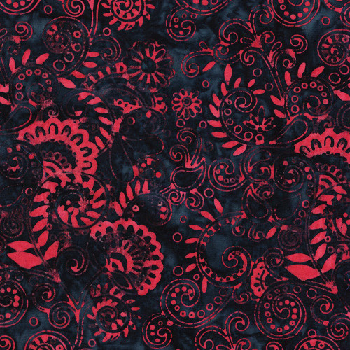 Lumin Fabrics Island Batik Paisley Parade Floral Paisley Mult Red Blue