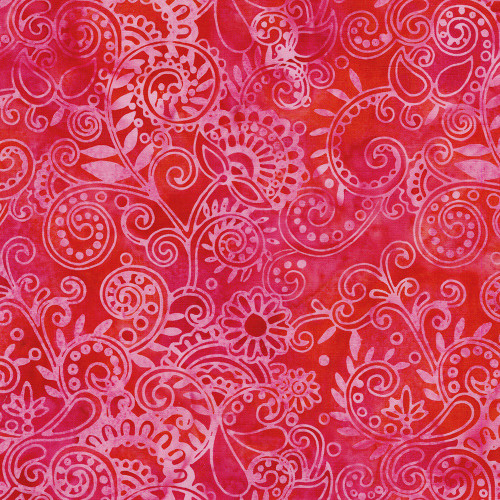 Lumin Fabrics Island Batik Paisley Pop Floral Paisley Multi Pink Red Vibes