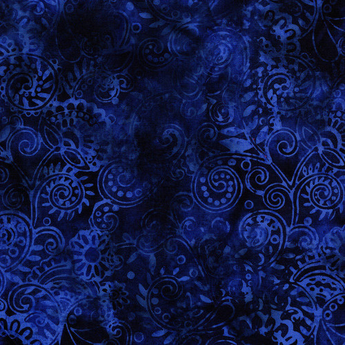 Lumin Fabrics Island Batik Paisley Parade Floral Paisley Blue Navy