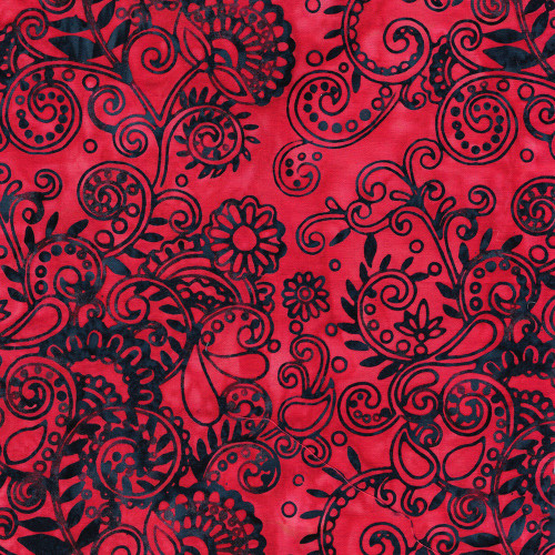 Lumin Fabrics Island Batik Paisley Parade Floral Paisley Multi Red White Blue