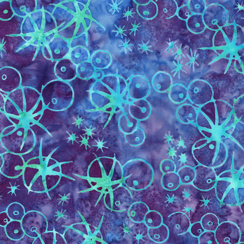 Lumin Fabrics Island Batik Under the Sea Sea Urchins Multi Blue Purple