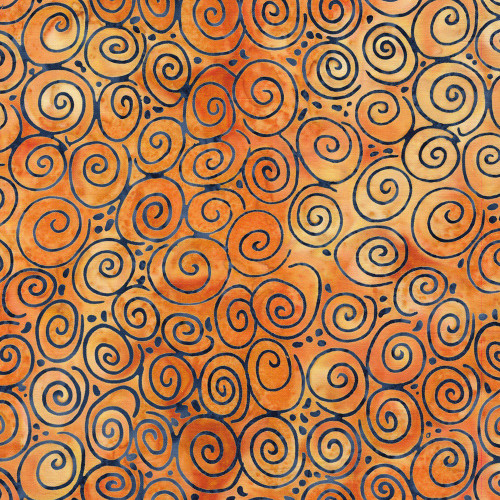 Lumin Fabrics Island Batik Starry Seas Spiral Orange Cheddar